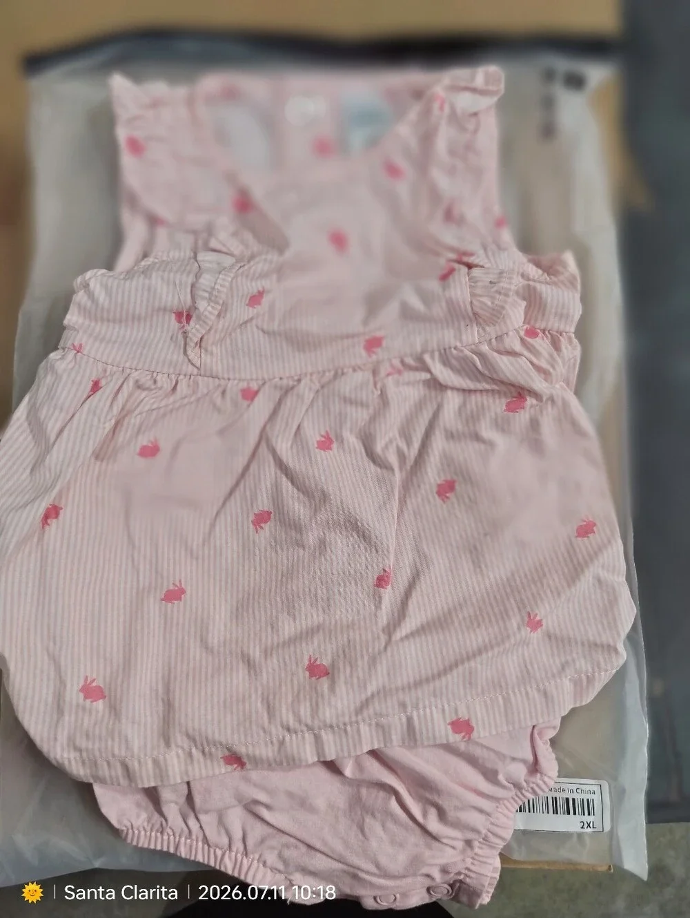 Baby Footed Onesie with White Tulip Print - Dusty Rose (Bundle Set)